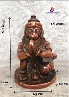 Brownish-Orange Copper Idols India, 0.7 Inches, Handmade God Hanuman, 18G, Patina Antique Finish, Pack Of 1 Piece