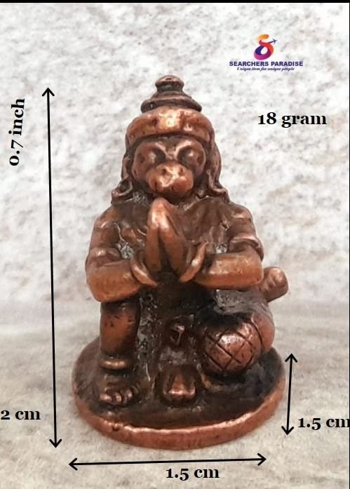 Brownish-Orange Copper Idols India, 0.7 Inches, Handmade God Hanuman, 18G, Patina Antique Finish, Pack Of 1 Piece