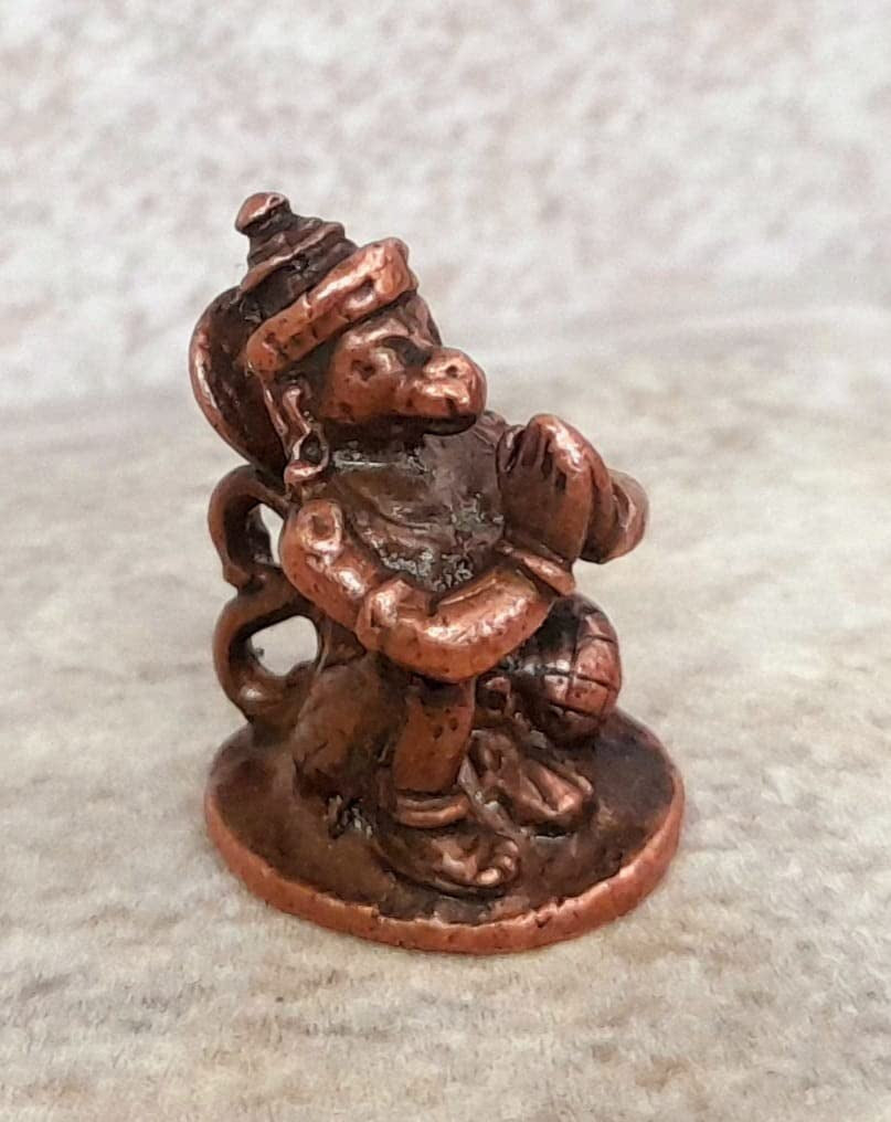 Brownish-Orange Copper Idols India, 0.7 Inches, Handmade God Hanuman, 18G, Patina Antique Finish, Pack Of 1 Piece