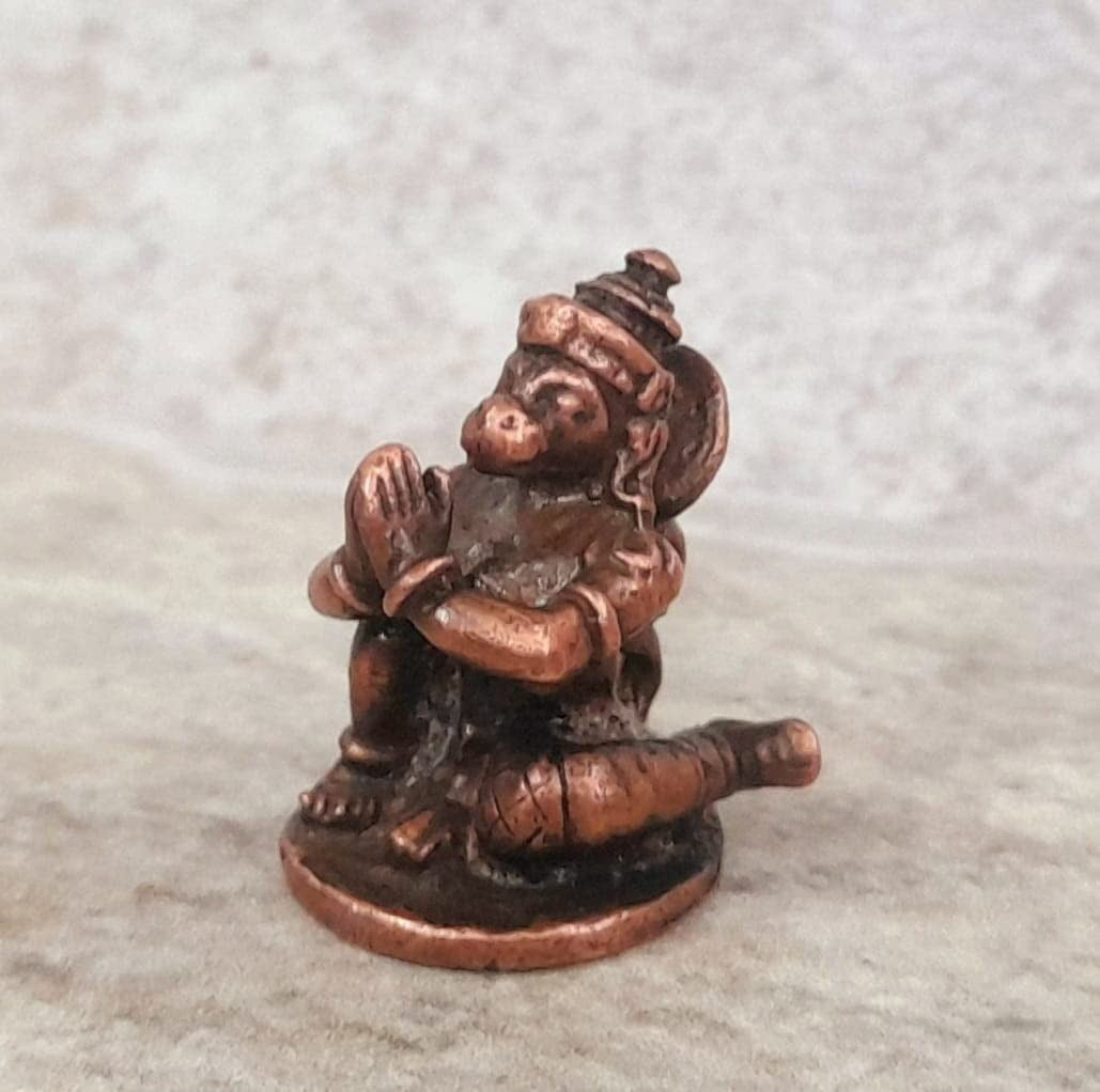 Brownish-Orange Copper Idols India, 0.7 Inches, Handmade God Hanuman, 18G, Patina Antique Finish, Pack Of 1 Piece