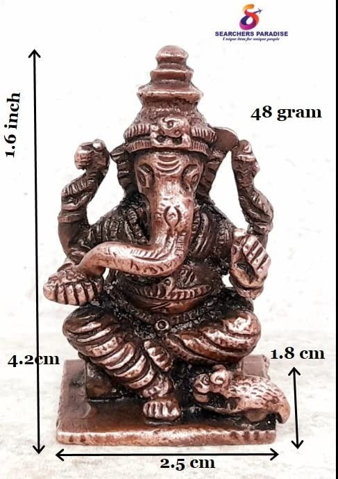 Brownish-Orange Copper Idols, 1.6 Inches, Handmade Ganesh, 48G, Patina Antique Finish, Pack Of 1 Piece