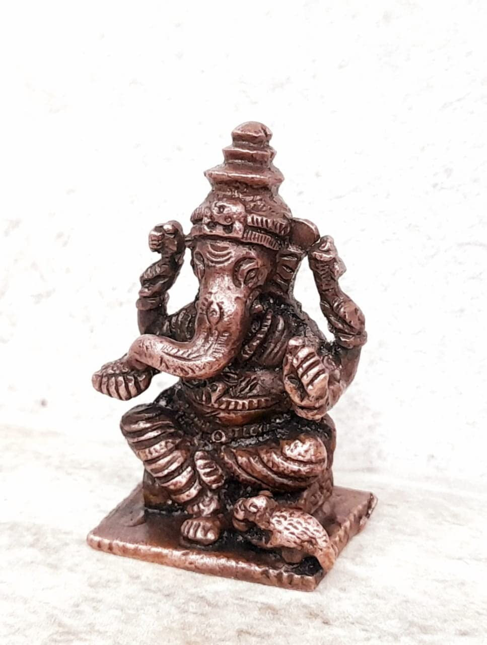 Brownish-Orange Copper Idols, 1.6 Inches, Handmade Ganesh, 48G, Patina Antique Finish, Pack Of 1 Piece