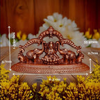 Brownish-Orange Copper Idols India, 1.3 Inches, Handmade Mahalakshmi Idols With Paired Elephants, 55G, Patina Antique Finish, Pack Of 1 Piece