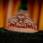 Brownish-Orange Copper Idols India, 1.3 Inches, Handmade Mahalakshmi Idols With Paired Elephants, 55G, Patina Antique Finish, Pack Of 1 Piece