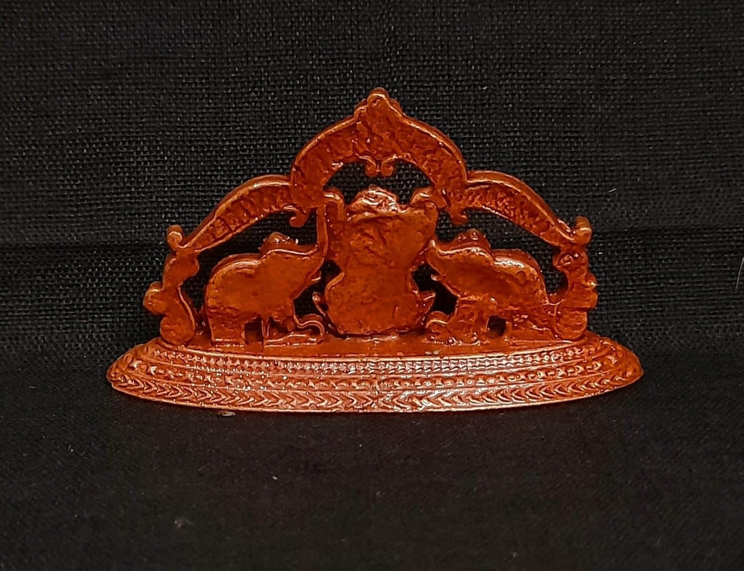 Brownish-Orange Copper Idols India, 1.3 Inches, Handmade Mahalakshmi Idols With Paired Elephants, 55G, Patina Antique Finish, Pack Of 1 Piece