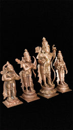Brownish-Orange Copper Idols Of God Ram Darbar, 5.3 Inches, 730 Gram, Patina Antique Finish, Pack Of 4 Piece