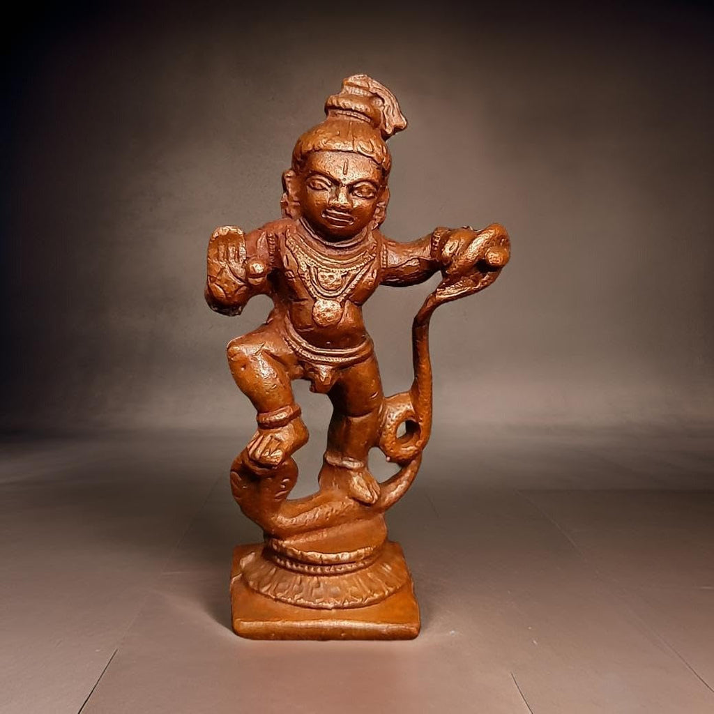 Copper Idols India, Handmade Kalinganarthana Krishna 2 Inches, 40 Gm, Pack Of 1 Piece