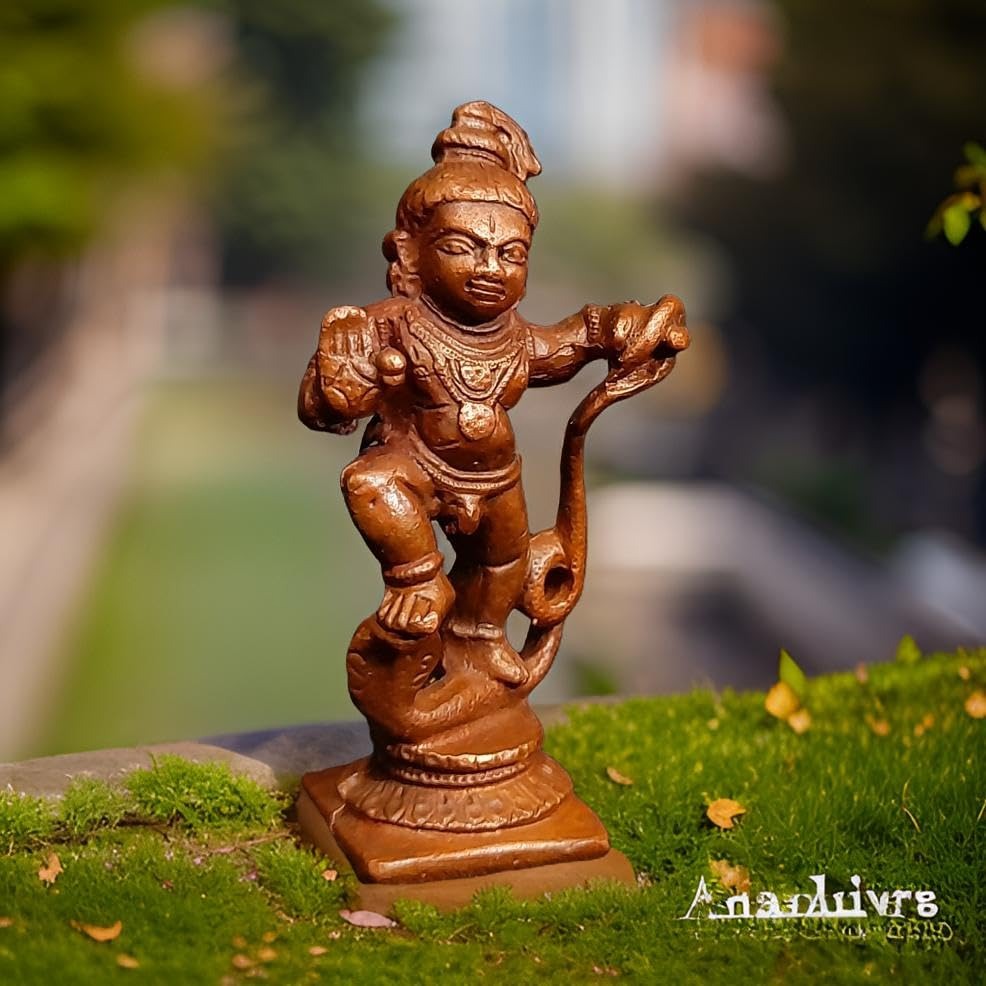 Copper Idols India, Handmade Kalinganarthana Krishna 2 Inches, 40 Gm, Pack Of 1 Piece