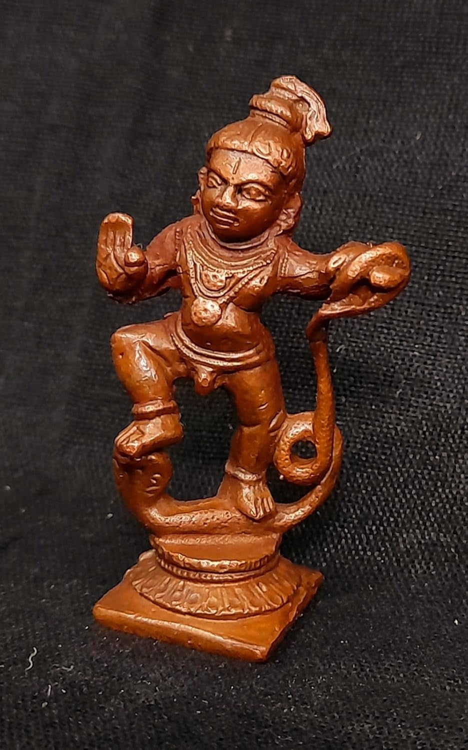 Copper Idols India, Handmade Kalinganarthana Krishna 2 Inches, 40 Gm, Pack Of 1 Piece