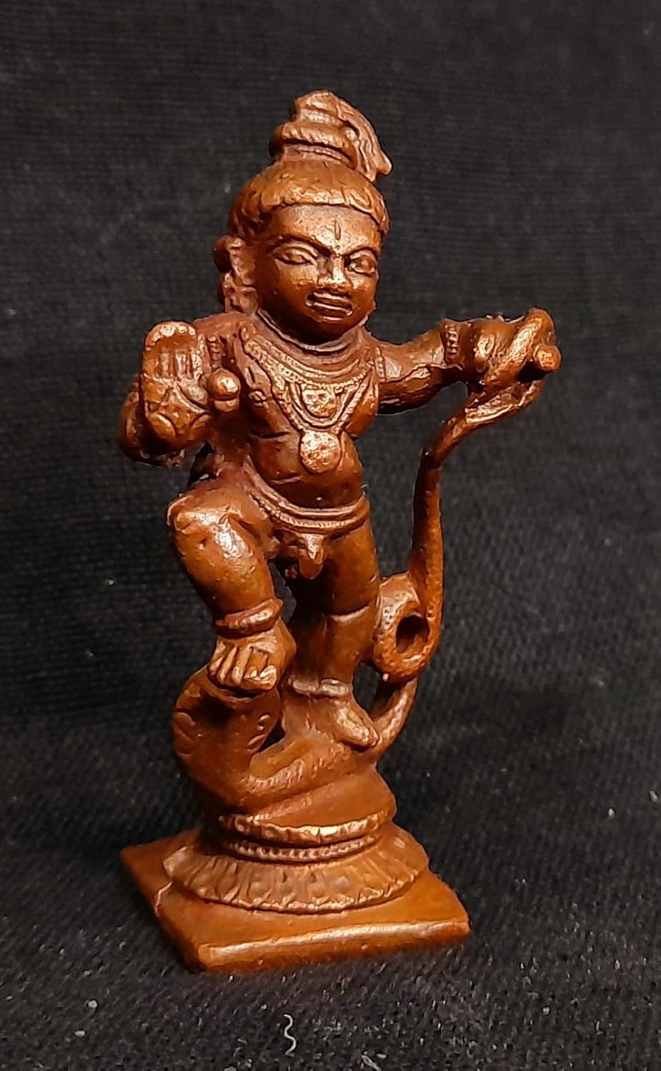 Copper Idols India, Handmade Kalinganarthana Krishna 2 Inches, 40 Gm, Pack Of 1 Piece