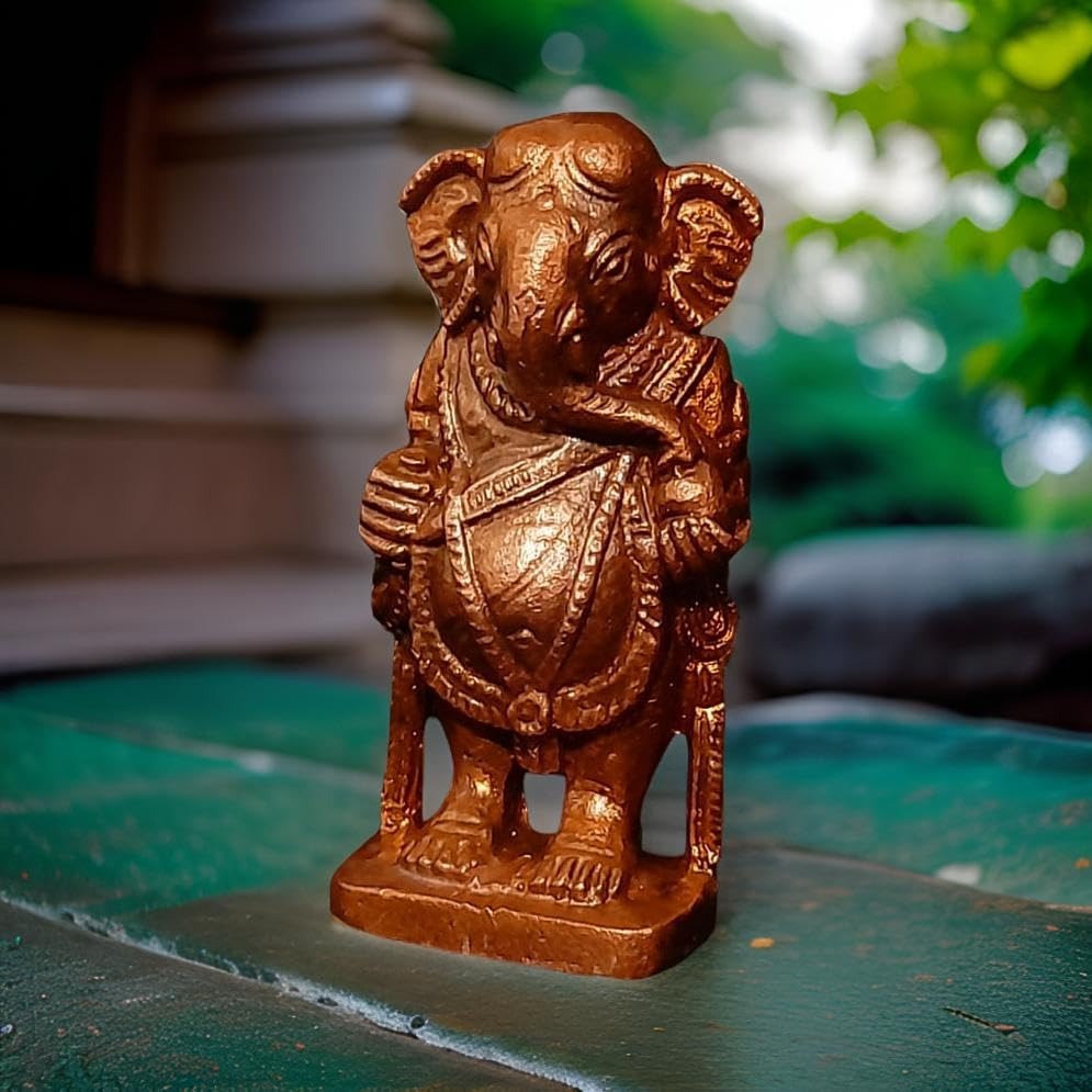 Brown Handmade Copper Idols Of Ganesh 2.2 Inches, 130G, Pack Of 1 Piece