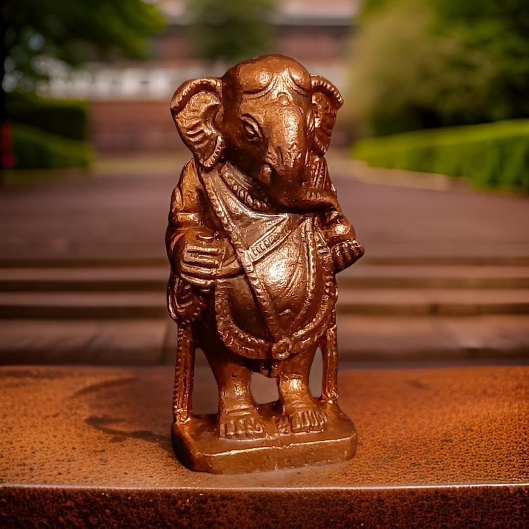 Brown Handmade Copper Idols Of Ganesh 2.2 Inches, 130G, Pack Of 1 Piece