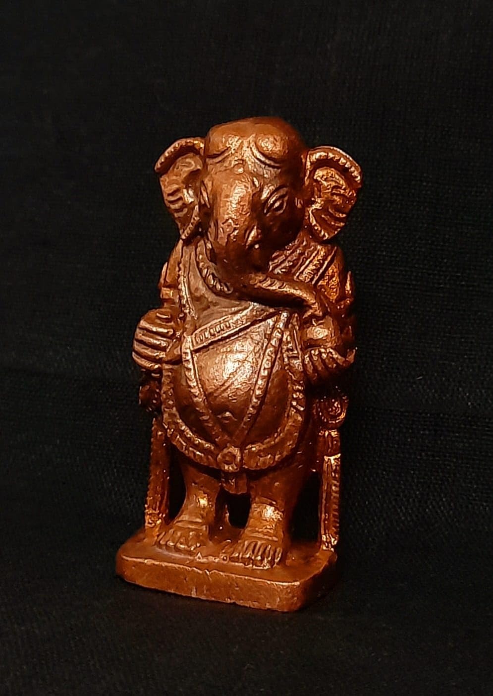 Brown Handmade Copper Idols Of Ganesh 2.2 Inches, 130G, Pack Of 1 Piece