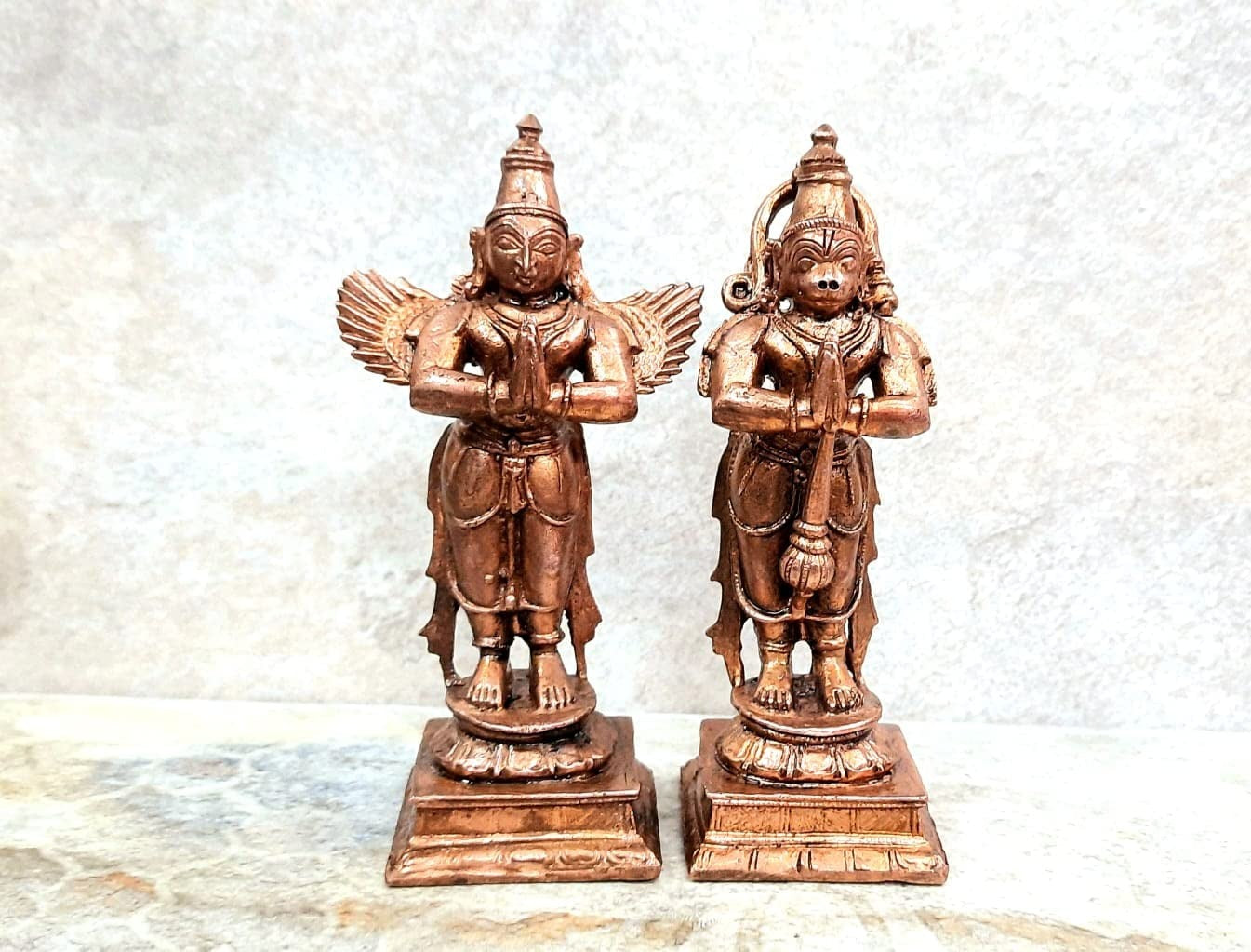 Brownish-Orange Copper Idolsby, 10.2 Cm, Handmade Anuman Garuda 472Grams, Patina Antique Finish, Pack Of 1 Piece