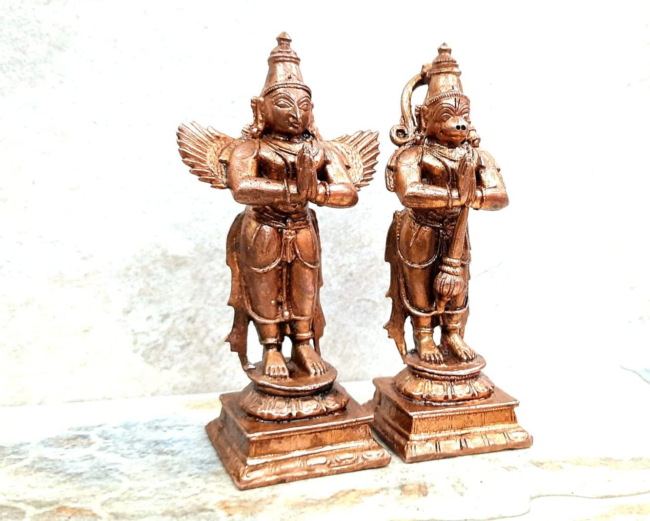Brownish-Orange Copper Idolsby, 10.2 Cm, Handmade Anuman Garuda 472Grams, Patina Antique Finish, Pack Of 1 Piece