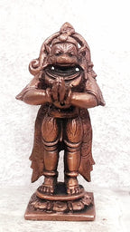Brownish-Orange Copper Idols Indiaby, 2.5 Inches, Handmade Standing God Hanuman, 85G, Patina Antique Finish, Pack Of 1 Piece