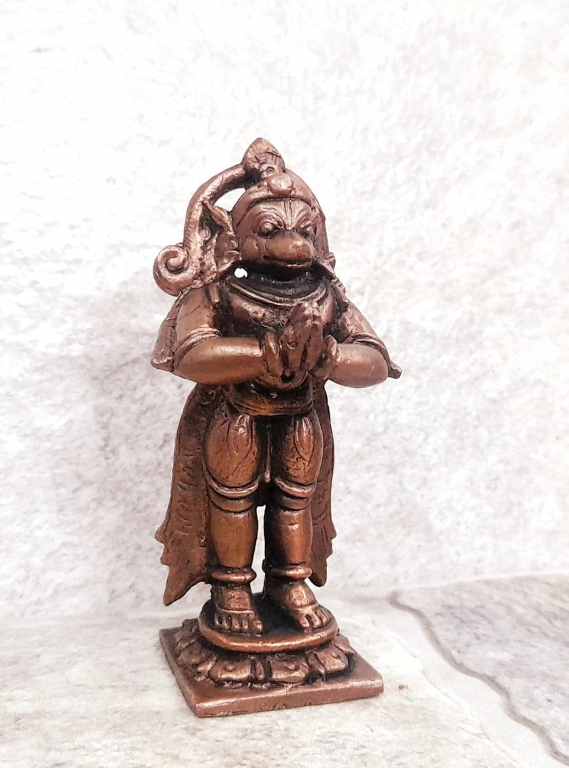 Brownish-Orange Copper Idols Indiaby, 2.5 Inches, Handmade Standing God Hanuman, 85G, Patina Antique Finish, Pack Of 1 Piece