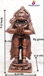 Brownish-Orange Copper Idols Indiaby, 2.5 Inches, Handmade Standing God Hanuman, 85G, Patina Antique Finish, Pack Of 1 Piece