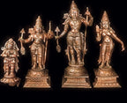 Brownish-Orange Copper Idols Of God Ram Darbar, 6 Inch, 1.6 Kg, Patina Antique Finish, Pack Of 4 Piece