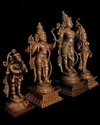 Brownish-Orange Copper Idols Of God Ram Darbar, 6 Inch, 1.6 Kg, Patina Antique Finish, Pack Of 4 Piece
