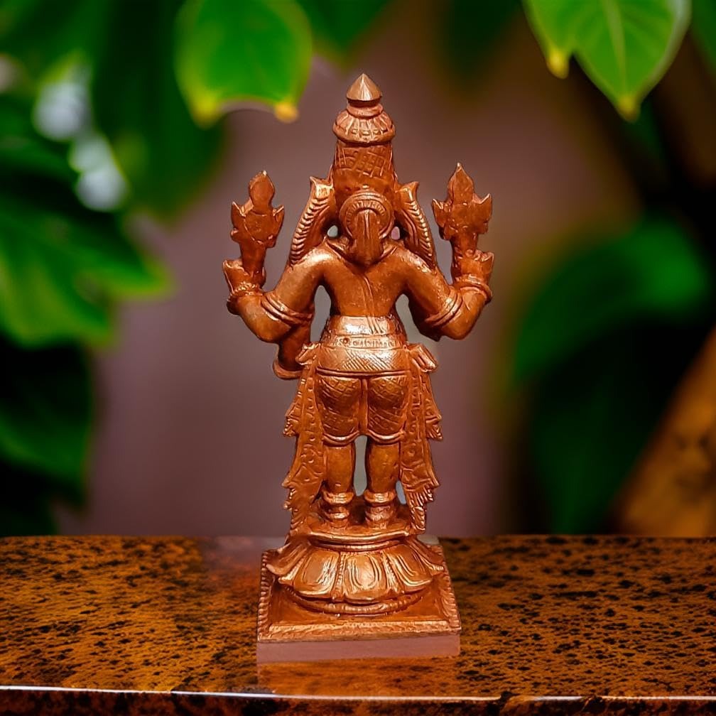 Brownish-Orange Copper Idols India, 3.9 Inches, Handmade Lord Venkateswara, 231Grams, Patina Antique Finish, Pack Of 1 Piece