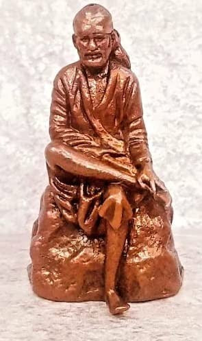 Brownish-Orange Copper Idols Indiaby, 1.8 Inches, Handmade Saibaba Idol, 78G, Patina Antique Finish, Pack Of 1 Piece