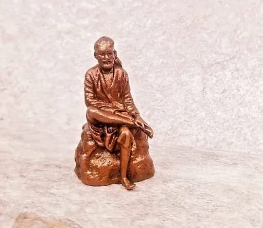 Brownish-Orange Copper Idols Indiaby, 1.8 Inches, Handmade Saibaba Idol, 78G, Patina Antique Finish, Pack Of 1 Piece