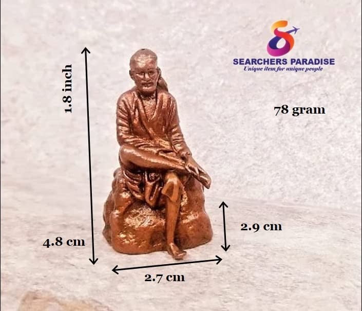 Brownish-Orange Copper Idols Indiaby, 1.8 Inches, Handmade Saibaba Idol, 78G, Patina Antique Finish, Pack Of 1 Piece