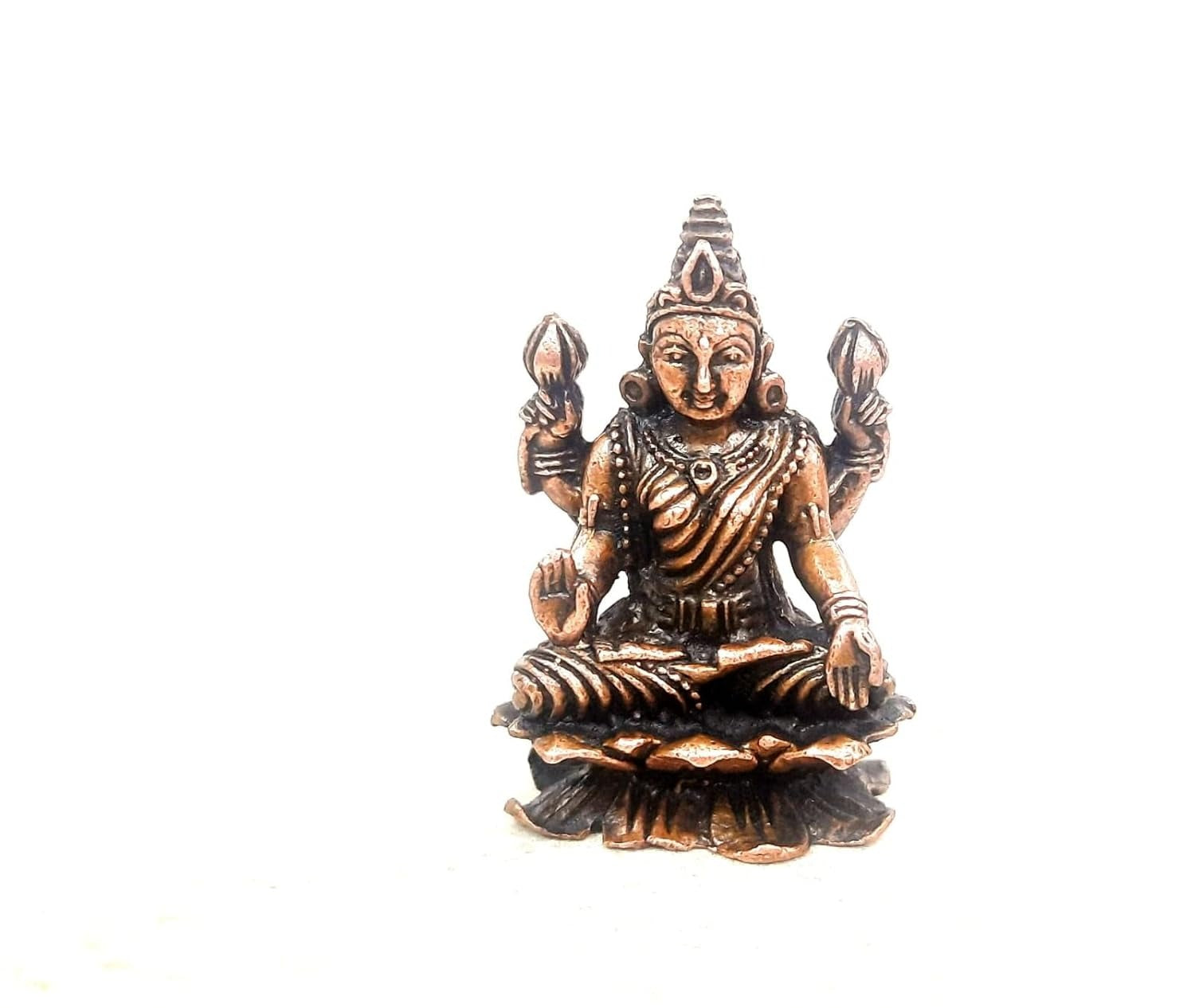 Brownish-Orange Copper Idols India, 1.8Inches, Handmade Lakshmi Idol, 65G, Patina Antique Finish, Pack Of 1 Piece
