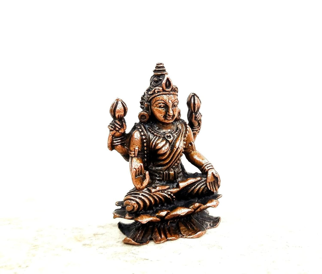 Brownish-Orange Copper Idols India, 1.8Inches, Handmade Lakshmi Idol, 65G, Patina Antique Finish, Pack Of 1 Piece