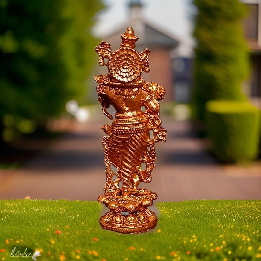 Brown Copper Idol Krishna 2.5 Inches 50 Gram, Pack Of 1 Piece