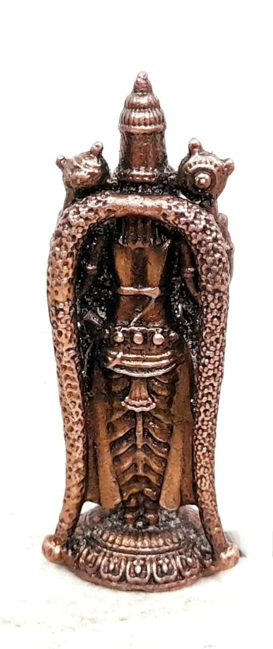 Brownish-Orange Copper Idols India, 2.5 Inches, Handmade Lord Venkateswara, 60G, Patina Antique Finish, Pack Of 1 Piece