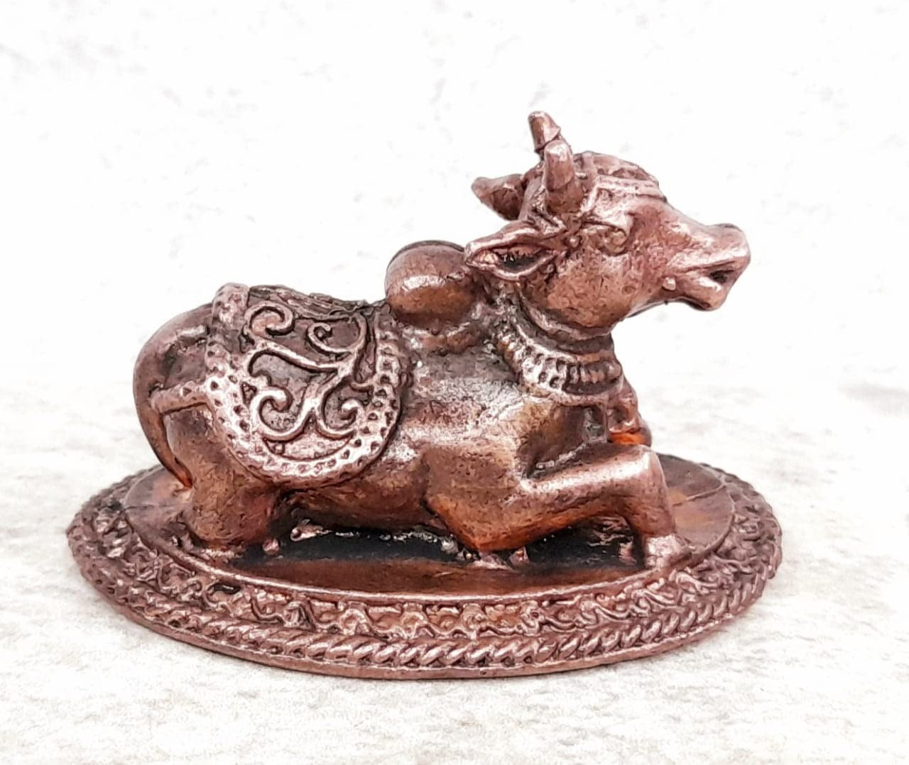Brownish-Orange Copper Idols, 3.3 Inches, Handmade Nandhi, 80G, Patina Antique Finish, Pack Of 1 Piece