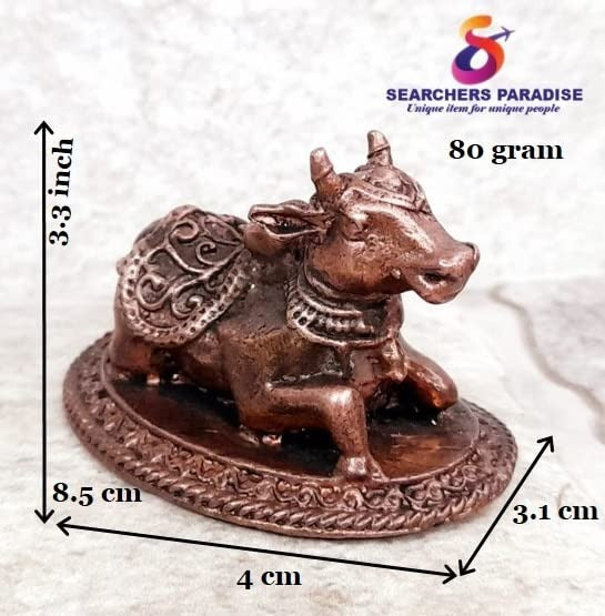 Brownish-Orange Copper Idols, 3.3 Inches, Handmade Nandhi, 80G, Patina Antique Finish, Pack Of 1 Piece