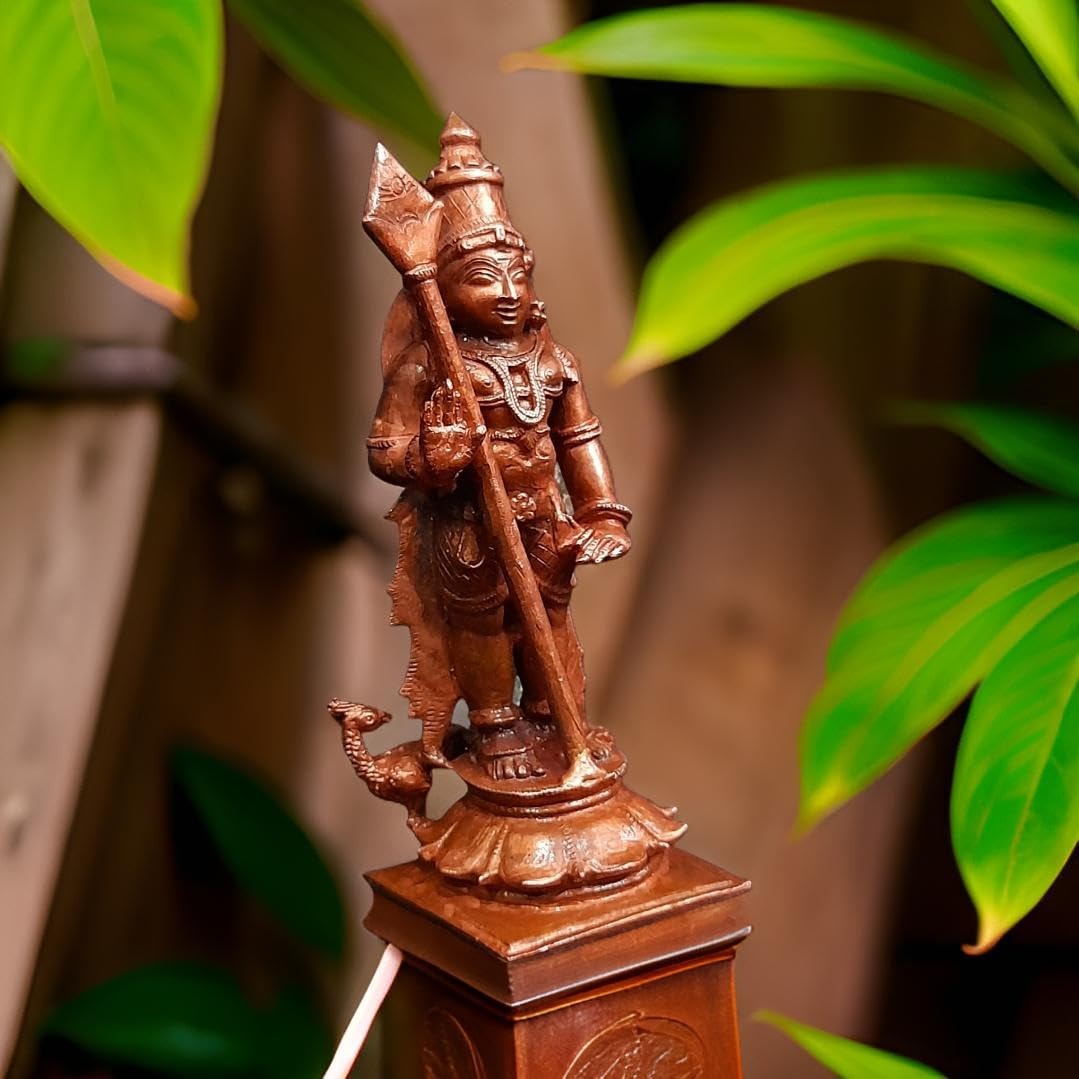 Brown Copper Idols Of God Murugar 11.5 Cm, 322 Gram, Patina Antique Finish, Pack Of 1 Piece