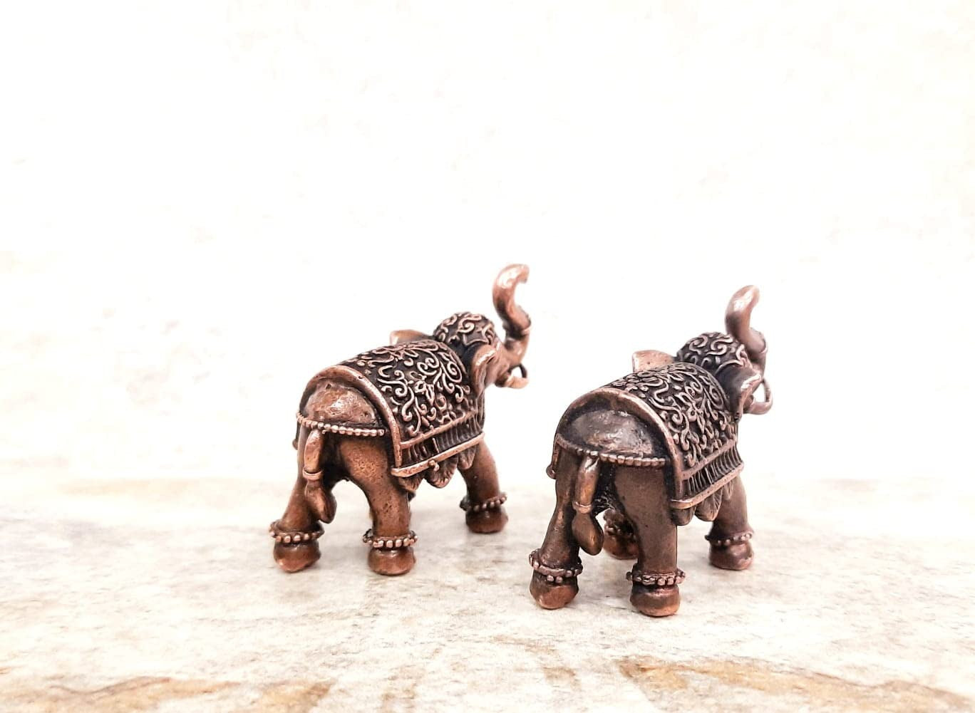 Brownish-Orange Copper Idols, 3.5 Cm, Handmade Standing Elephant Idol 125Gram, Patina Antique Finish, Pack Of 1 Piece