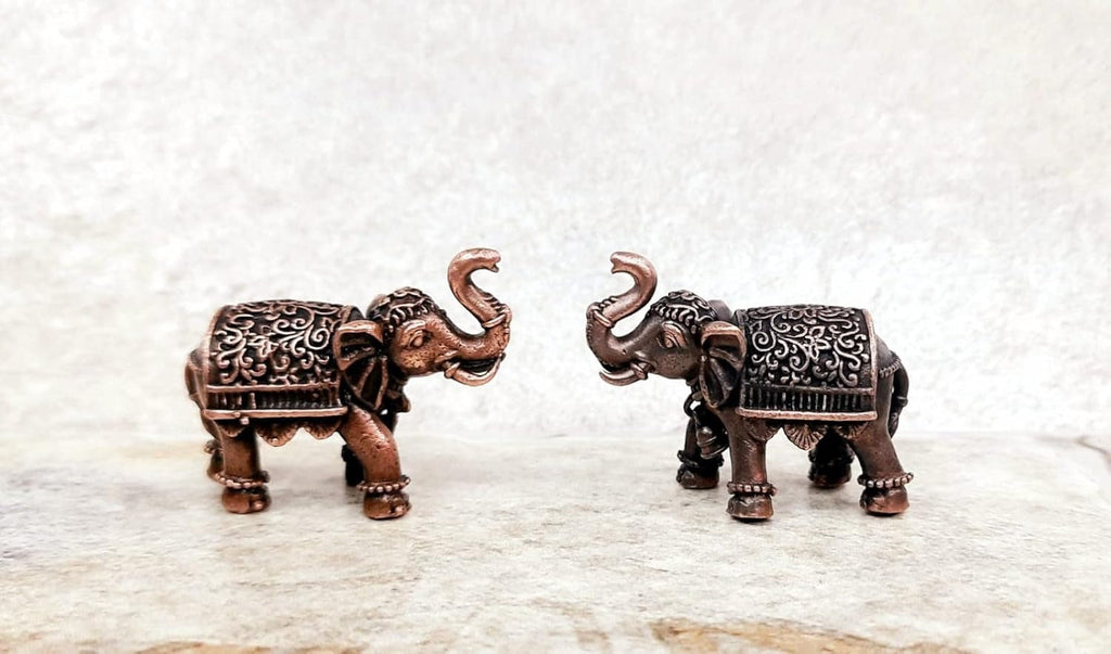 Brownish-Orange Copper Idols, 3.5 Cm, Handmade Standing Elephant Idol 125Gram, Patina Antique Finish, Pack Of 1 Piece