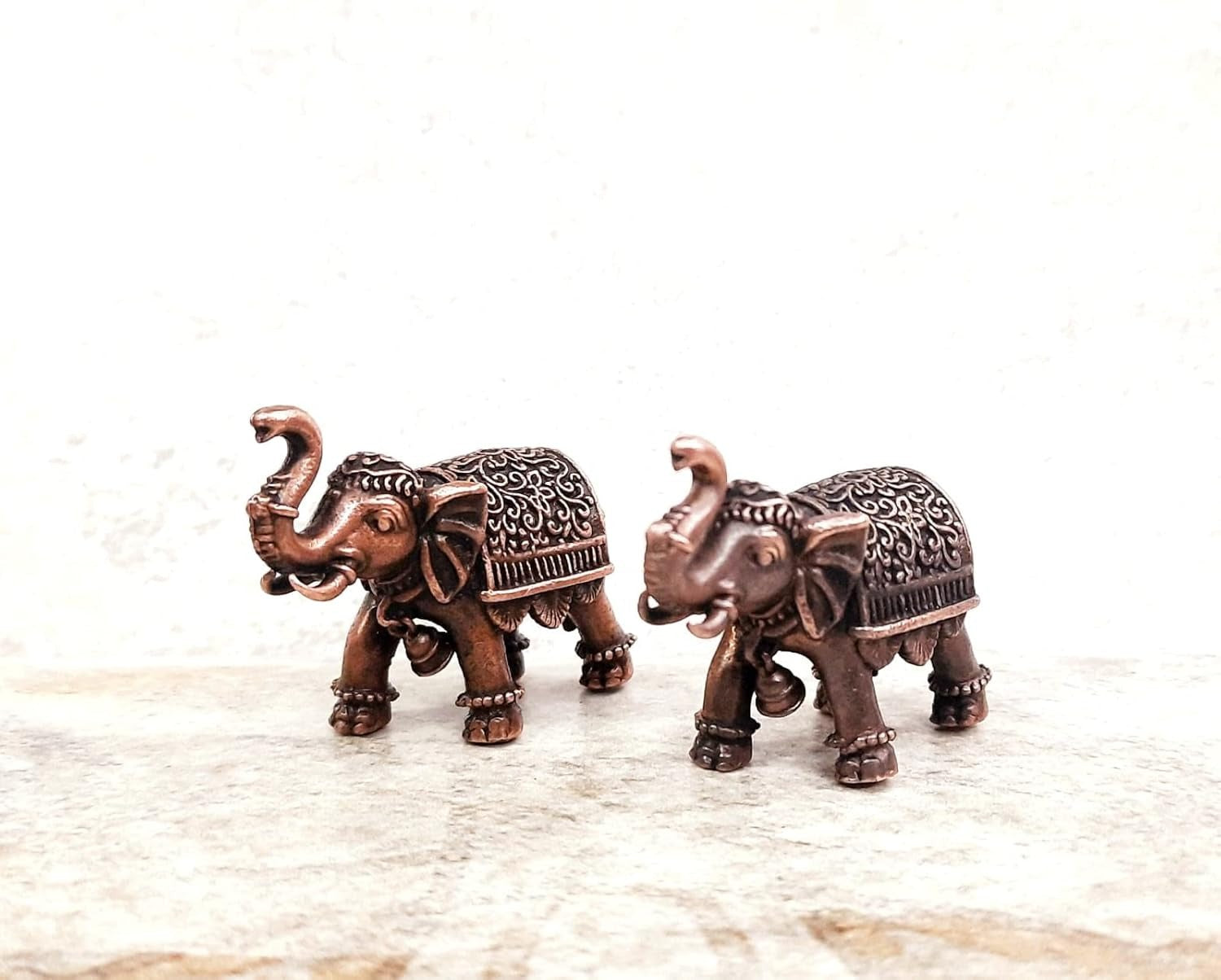 Brownish-Orange Copper Idols, 3.5 Cm, Handmade Standing Elephant Idol 125Gram, Patina Antique Finish, Pack Of 1 Piece