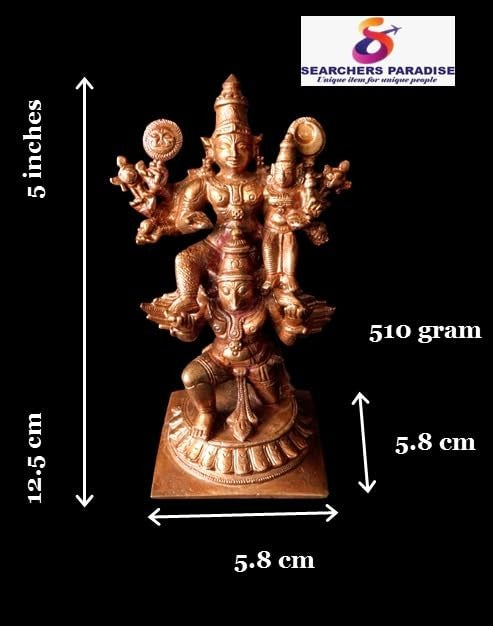 Brown Copper Idols Of God Garuda Vahanam With Perumal, 12.5 Cm, 510G, Handmade Pack Of 1 Piece