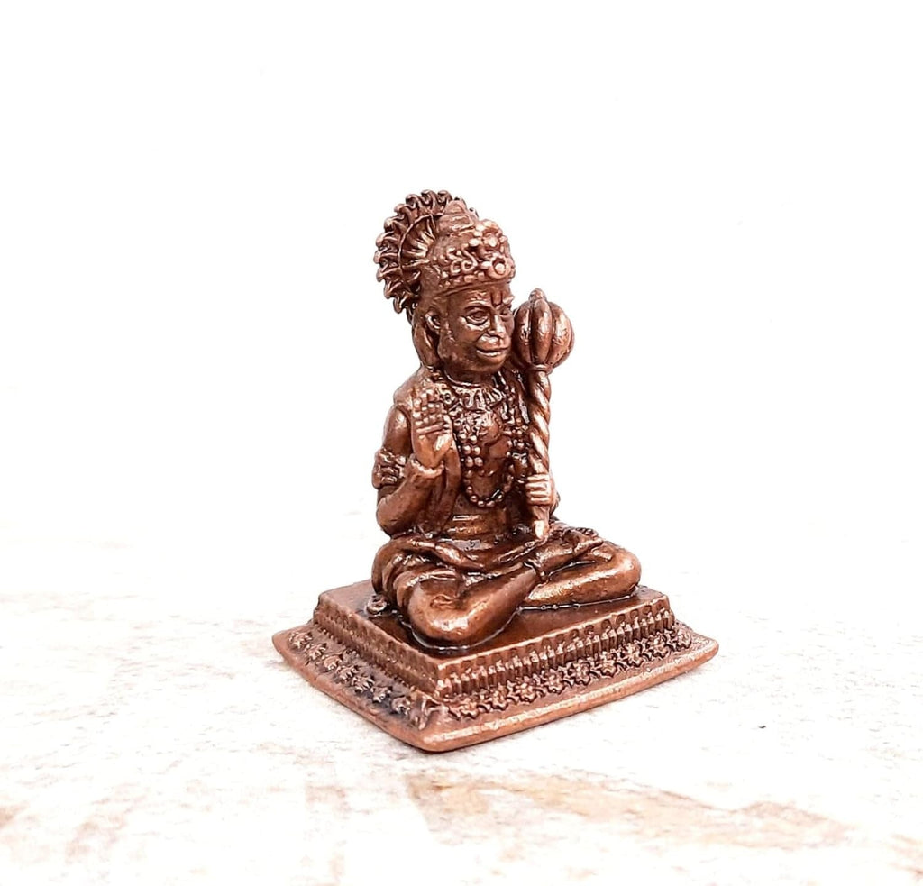 Brownish-Orange Copper Idols India, 1.6Inches, Handmade Hanuman, 56Grams, Patina Antique Finish, Pack Of 1 Piece