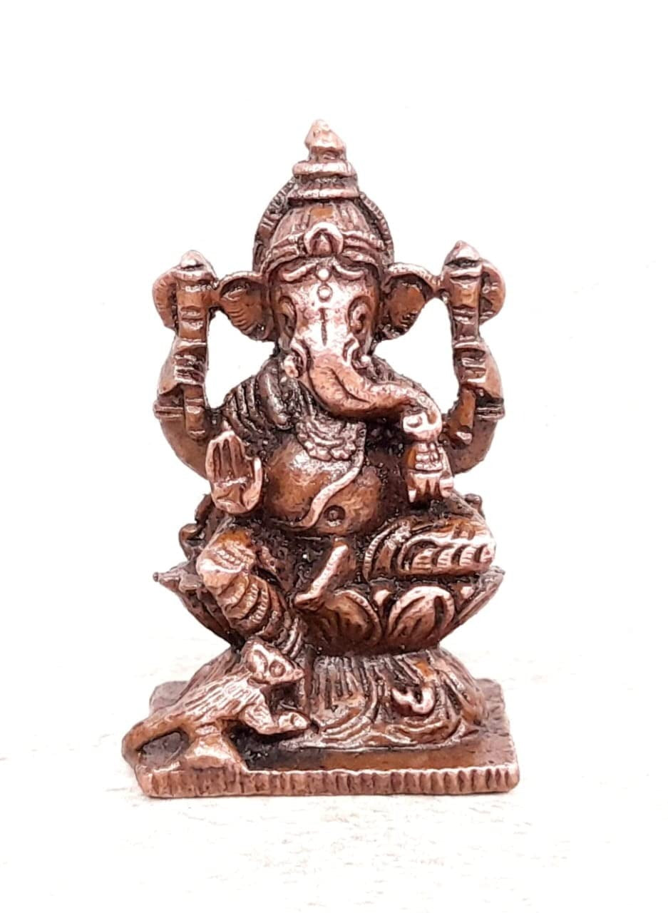 Brownish-Orange Copper Idols, 2 Inches, Handmade Ganesh, 85G, Patina Antique Finish, Pack Of 1 Piece
