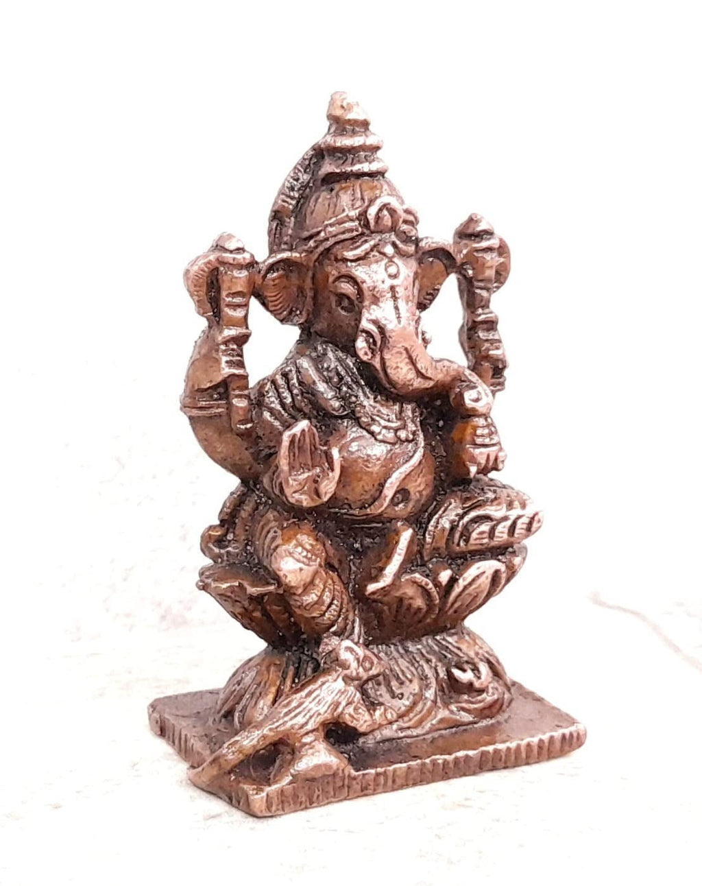 Brownish-Orange Copper Idols, 2 Inches, Handmade Ganesh, 85G, Patina Antique Finish, Pack Of 1 Piece