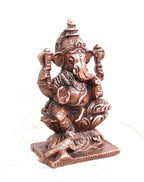 Brownish-Orange Copper Idols, 2 Inches, Handmade Ganesh, 85G, Patina Antique Finish, Pack Of 1 Piece