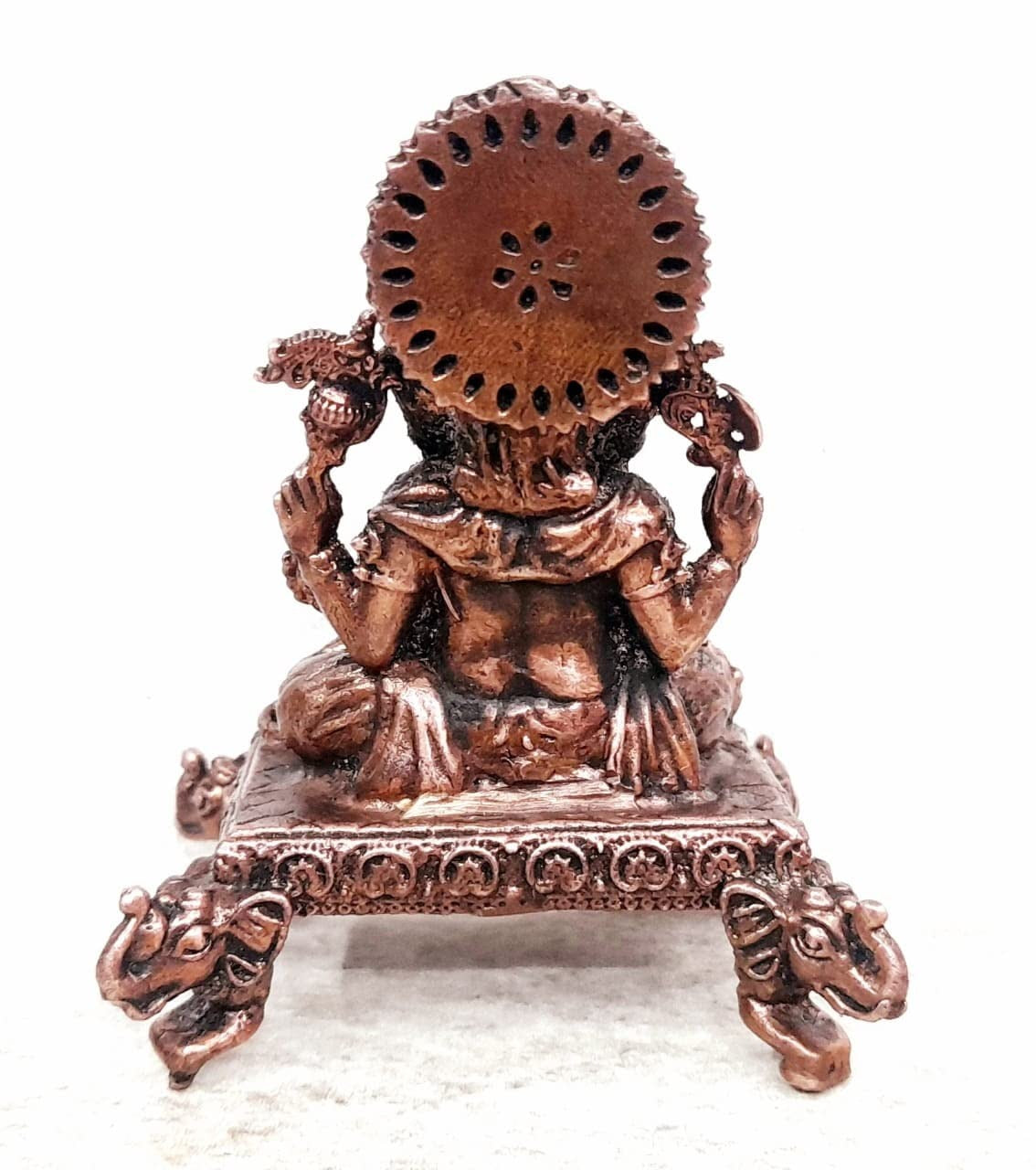 Brownish-Orange Copper Idolsby, 2.7 Inches, Handmade Ganesh With Peedam, 150Grams, Patina Antique Finish, Pack Of 1 Piece