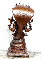 Brown Copper Idols Of God Maha Vishnu Standing In Adisesha, 4.4 Inches, 410G, Handmade, Pack Of 1Piece