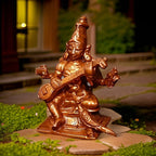 Brownish-Orange Copper Handmade Goddess Saraswathi, 1.6 Inches, 50G, Pack Of 1 Piece