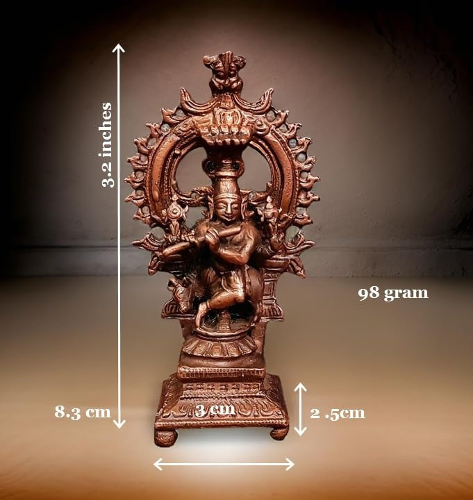 Brownish-Orange Copper Handmade Venugopalaswamy, 3 Inches, 90G, Pack Of 2 Piece