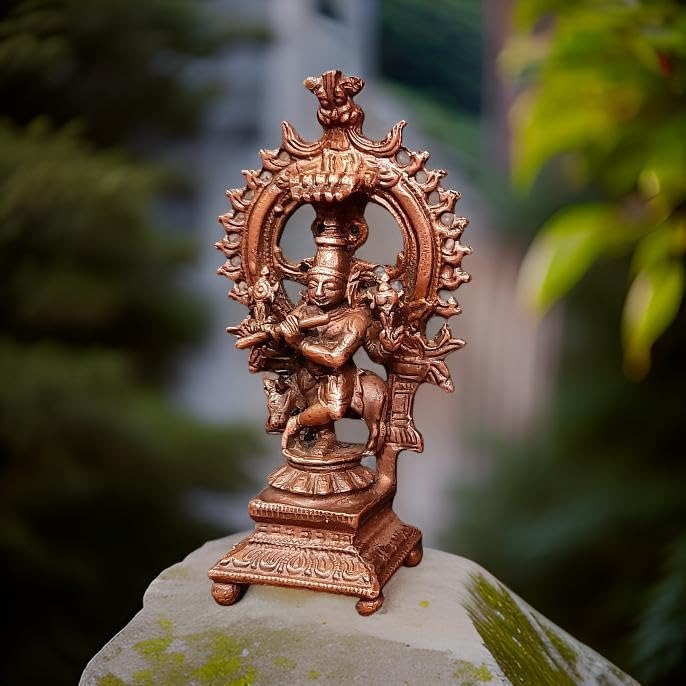 Brownish-Orange Copper Handmade Venugopalaswamy, 3 Inches, 90G, Pack Of 2 Piece