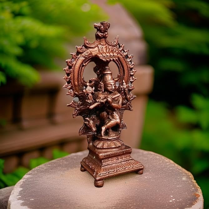 Brownish-Orange Copper Handmade Venugopalaswamy, 3 Inches, 90G, Pack Of 2 Piece