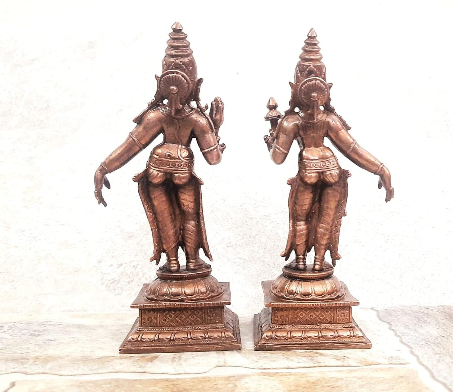 Brownish-Orange Copper Idols, 13.5Cm, Handmade Goddess 795 Gram, Patina Antique Finish, Pack Of 1 Piece